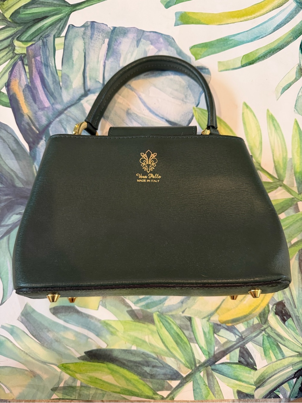 Vera Pelle Made in Italy Dark Green purse